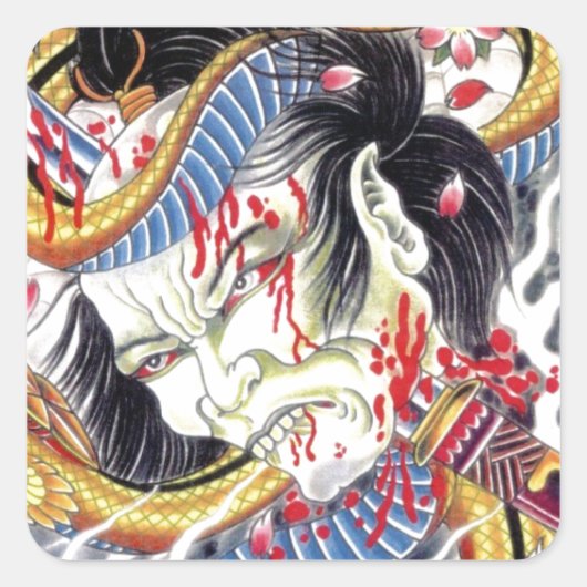Grotesk- en slangenontwerp Tattoo Vierkante Sticker (Voorkant)