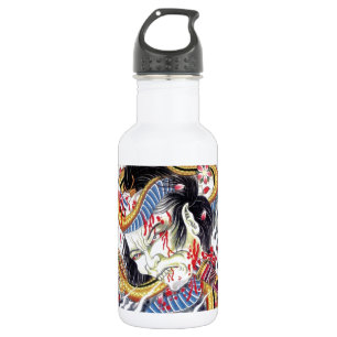 Grotesk- en slangenontwerp Tattoo Waterfles