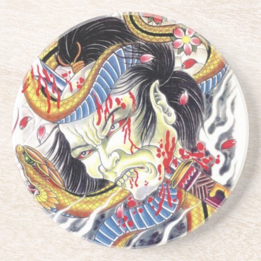 Grotesk- en slangenontwerp Tattoo Zandsteen Onderzetter (Voorkant)