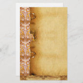 GROTESK GEZICHT MET GOUD WIT BLOEMPERKAMENT BRIEFPAPIER (Voorkant / Achterkant)