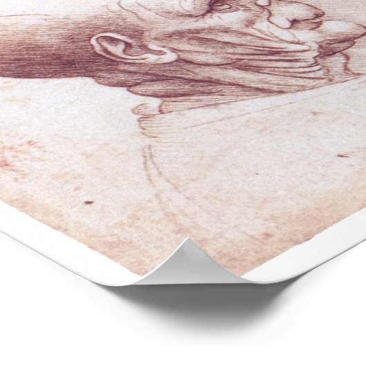 Groteske Head, Leonardo da Vinci Poster (Hoek)