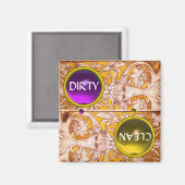 GROTESQUE FACE GOLD WHITE FLOWERS DIRTY CLEAN MAGNEET (Voorkant / Achterkant)