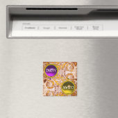 GROTESQUE FACE GOLD WHITE FLOWERS DIRTY CLEAN MAGNEET (Insitu (Vaatwasser))