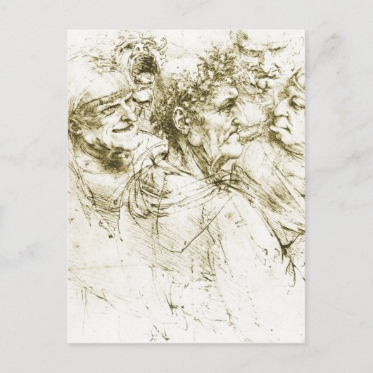 Grotesque Head Leonardo da Vinci Datum: circa 149 Briefkaart (Voorkant)