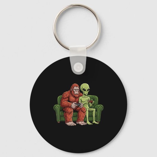Grotevoet Alien Videogames Gamen Sasquatch Ufo Man Sleutelhanger (Voorkant)