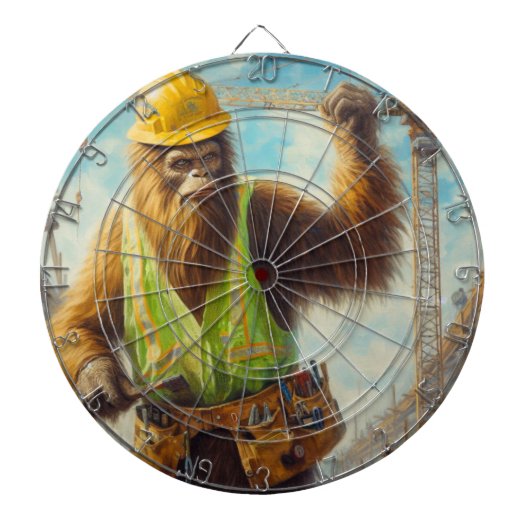 Grotevoet Bouwarbeider Dartbord (Voorkant)