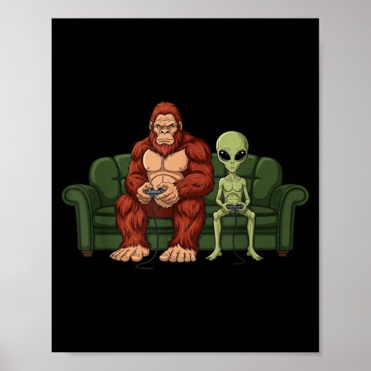 Grotevoet Buitenaards Videogames Gamen Sasquatch U Poster (Voorkant)