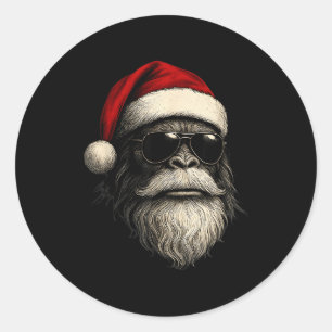 Grotevoet Gezicht Zonnebril Kerstman Kerst Grappig Ronde Sticker