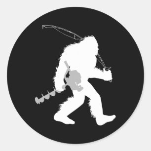 Grotevoet IJsvissen Yeti Visser Met Boren A Ronde Sticker