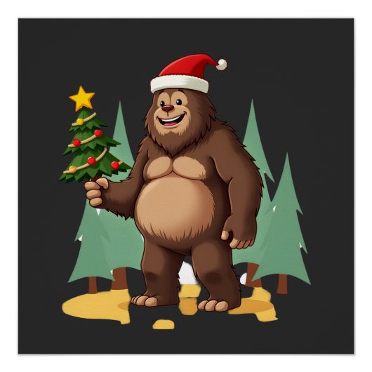 Grotevoet Kerstboom Kerstman Hoed (3) Perfect Poster (Voorkant)
