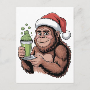 Grotevoet Kerstman Grappige Sasquatch met Matcha K Briefkaart
