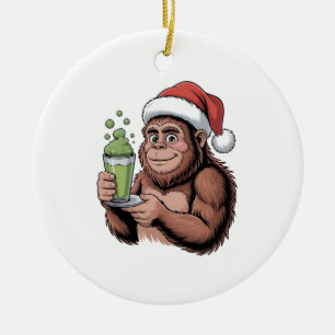 Grotevoet Kerstman Grappige Sasquatch met Matcha K Keramisch Ornament