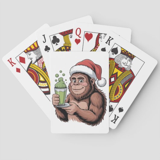 Grotevoet Kerstman Grappige Sasquatch met Matcha K Pokerkaarten (Achterkant)
