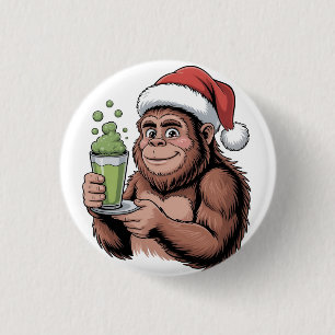 Grotevoet Kerstman Grappige Sasquatch met Matcha K Ronde Button 3,2 Cm