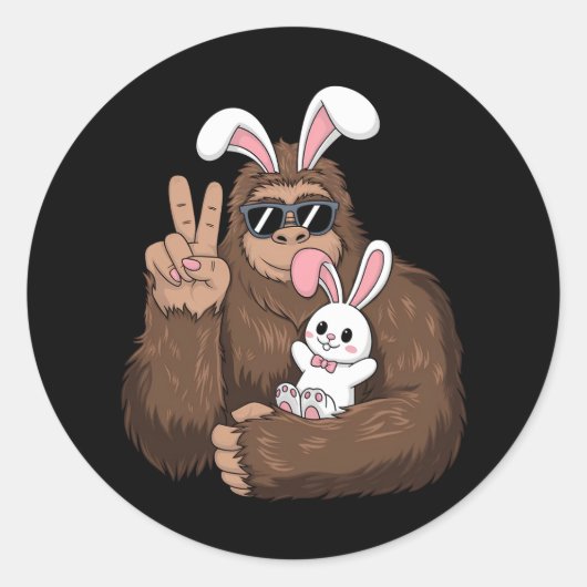 Grotevoet Konijn Funny Pasen Sasquatch Ronde Sticker (Voorkant)