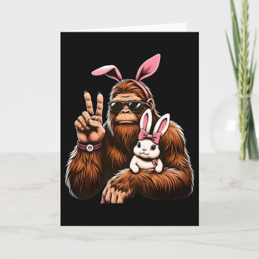 Grotevoet Konijn Grappige Pasen Dag Sasquatch  Kaart (Voorkant)
