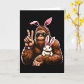 Grotevoet Konijn Grappige Pasen Dag Sasquatch  Kaart (Gele Bloem)