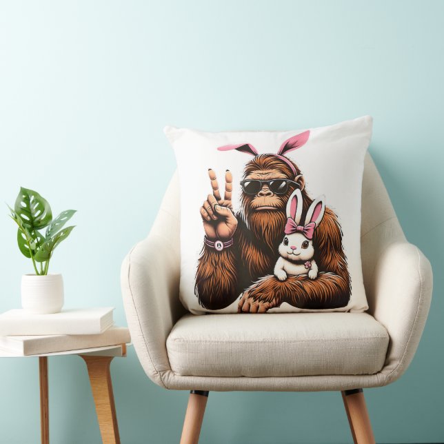 Grotevoet Konijn Grappige Pasen Dag Sasquatch Kussen (Stoel)