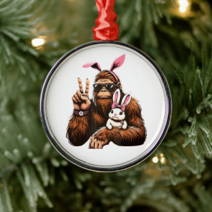 Grotevoet Konijn Grappige Pasen Dag Sasquatch Metalen Ornament