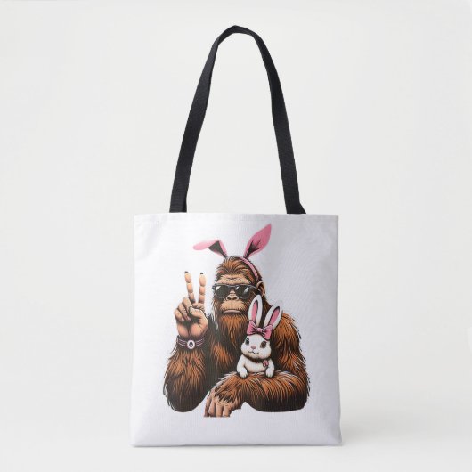 Grotevoet Konijn Grappige Pasen Dag Sasquatch Tote Bag (Voorkant)