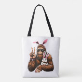 Grotevoet Konijn Grappige Pasen Dag Sasquatch Tote Bag (Achterkant)