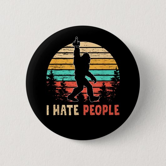 Grotevoet middelvinger ik haat mensen ronde button 5,7 cm (Voorkant)