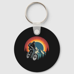 Grotevoet op een fiets Rijdt Vintage Mountainbike  Sleutelhanger