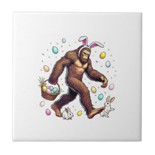 Grotevoet Pasen Dag Grappige Sasquatch Knuffel Kon Tegeltje