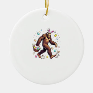 Grotevoet Pasen Grappige Sasquatch Knuffel Konijn  Keramisch Ornament