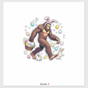 Grotevoet Pasen Grappige Sasquatch Schattige Konij Sticker
