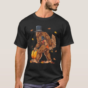 Grotevoet pelgrim kalkoen pompoen grappige Thanksg T-shirt