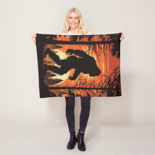 Grotevoet Sasquatch Bos Zonsondergang Fleece Deken