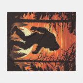 Grotevoet Sasquatch Bos Zonsondergang Fleece Deken (Voorkant (Horizontaal))