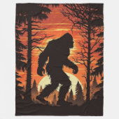 Grotevoet Sasquatch Bos Zonsondergang Fleece Deken (Voorkant)