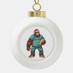 Grotevoet Sasquatch Verpleegster Kerst Gezondheids Keramische Bal Ornament