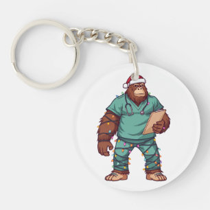 Grotevoet Sasquatch Verpleegster Kerst Gezondheids Sleutelhanger