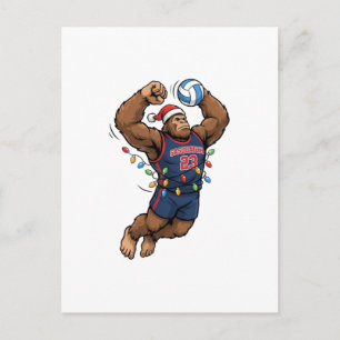 Grotevoet Sasquatch Volleybal Kerst Sport Feestdagenkaart