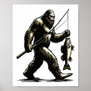 Grotevoet snoekbaars jacht hengelaar Sasquatch sno Poster