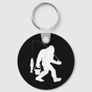 Grotevoet vis shirt grappig Sasquatch en vis Sleutelhanger