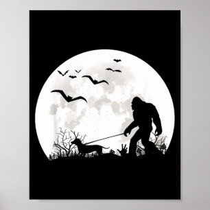 Grotevoet Wandelende Dachshond Hond Maan Sasquatch Poster