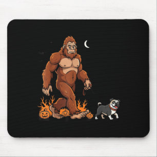 Grotevoet wandelende Pug Halloween hond Sasquatch  Muismat