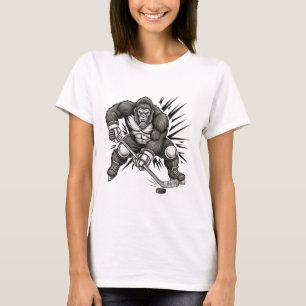 Grotevoetspeler die grappig hockey speelt Sasquatc T-shirt