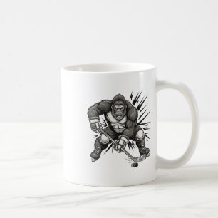 Grotevoetspeler speelt hockey, grappige Sasquatch- Koffiemok