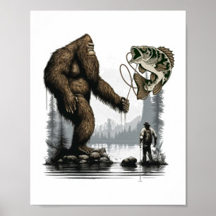 Grotevoetvisserij Grappige Sasquatch Vis 1 Poster