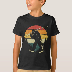 Grotevoetvisserij Grappige Sasquatch Vis Zonsopgan T-shirt