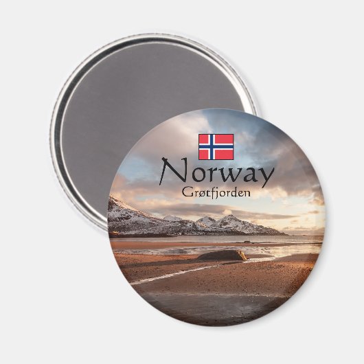 Grotfjorden Noorwegen Souvenir Magneet (Voorkant / Achterkant)