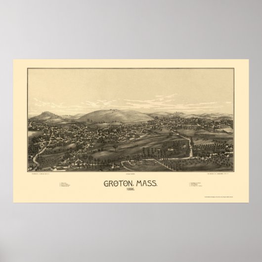 Groton, MA Panoramic Map - 1886 Poster (Voorkant)