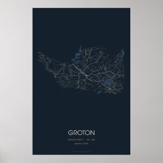 Groton Massachusetts Straatkaart Poster (Nacht)