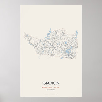 Groton Massachusetts Straatkaart Poster – Opgerich