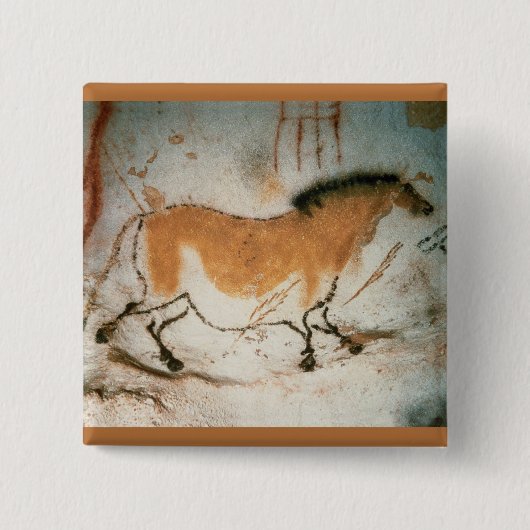 Grottekeningen Lascaux Frans Prehistorisch Vierkante Button 5,1 Cm (Voorkant)